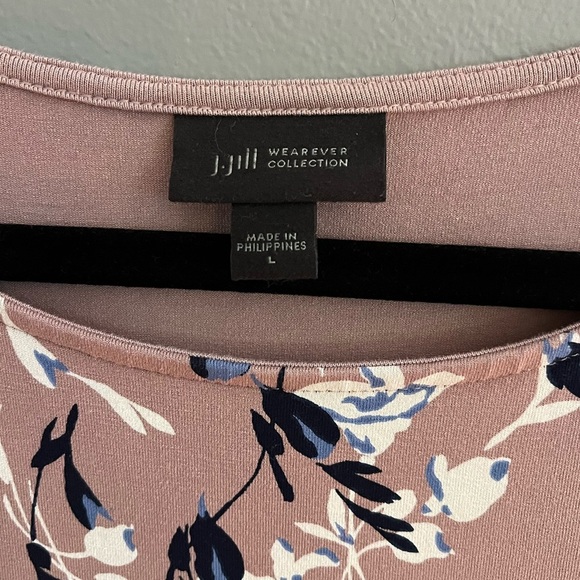 J. Jill A Line Dress Wearever Collection Jersey Midi Women L Dusty Rose Floral - Picture 2 of 10